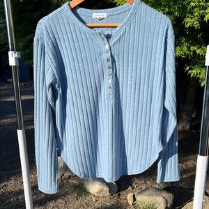 Sweet Baby Blue Ribbed Long Sleeve Top